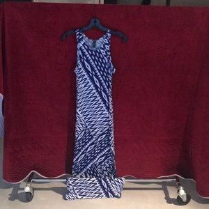 Maxi dress ,royal blue with white print- marciano
